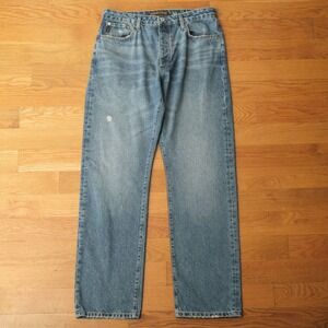 Superdry Vintage‎ Straight Leg Jeans Blue 36x34 Organic Cotton Button Fly NWT
